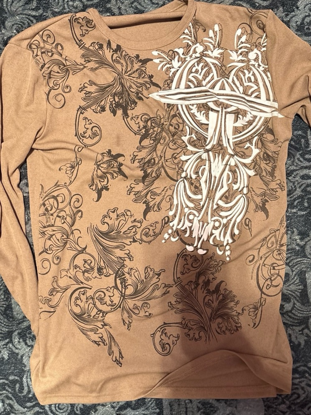 Men's Brown Graphic Long-Sleeve Shirt